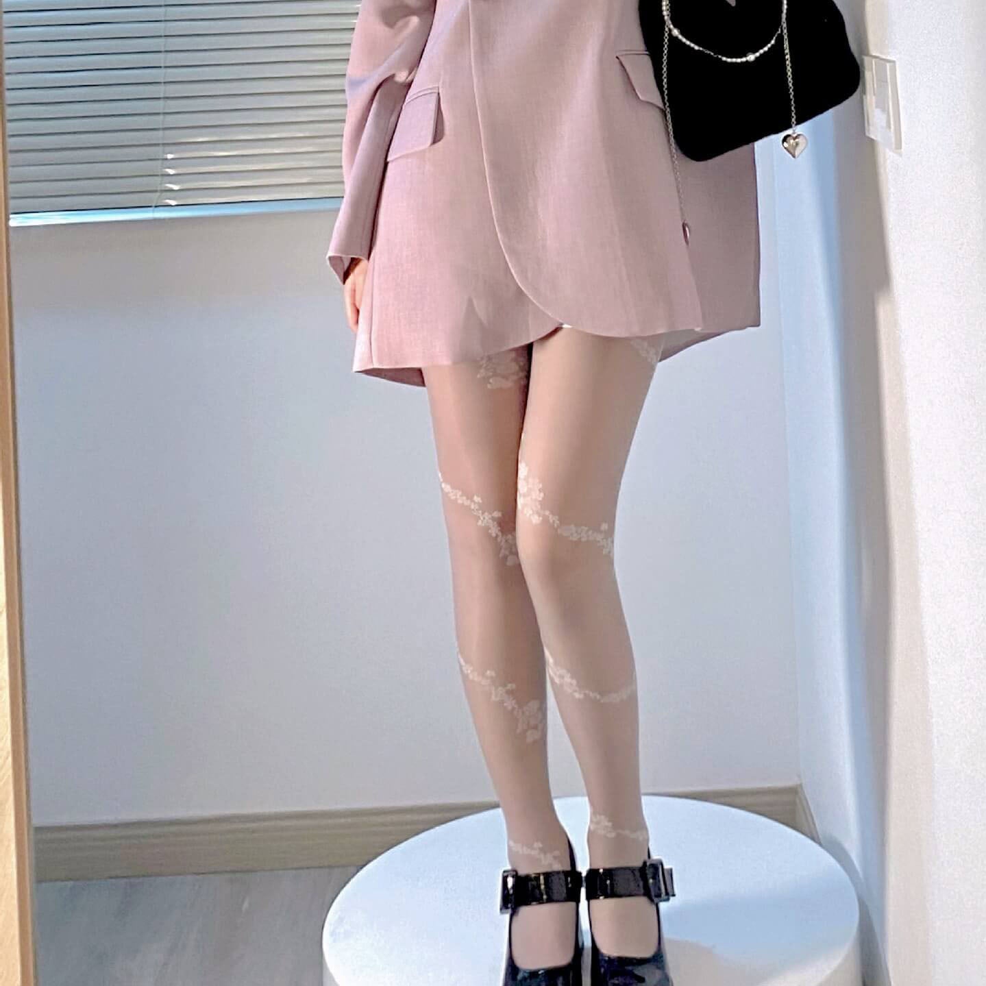 Femboy wear sweet sexy floral sheer pantyhose femboy