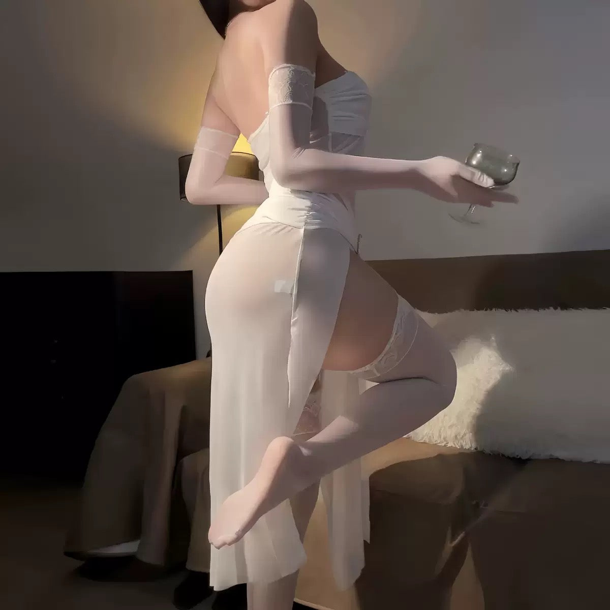 Femboy wear sweet sexy off shoulder lingerie dress femboy fashion