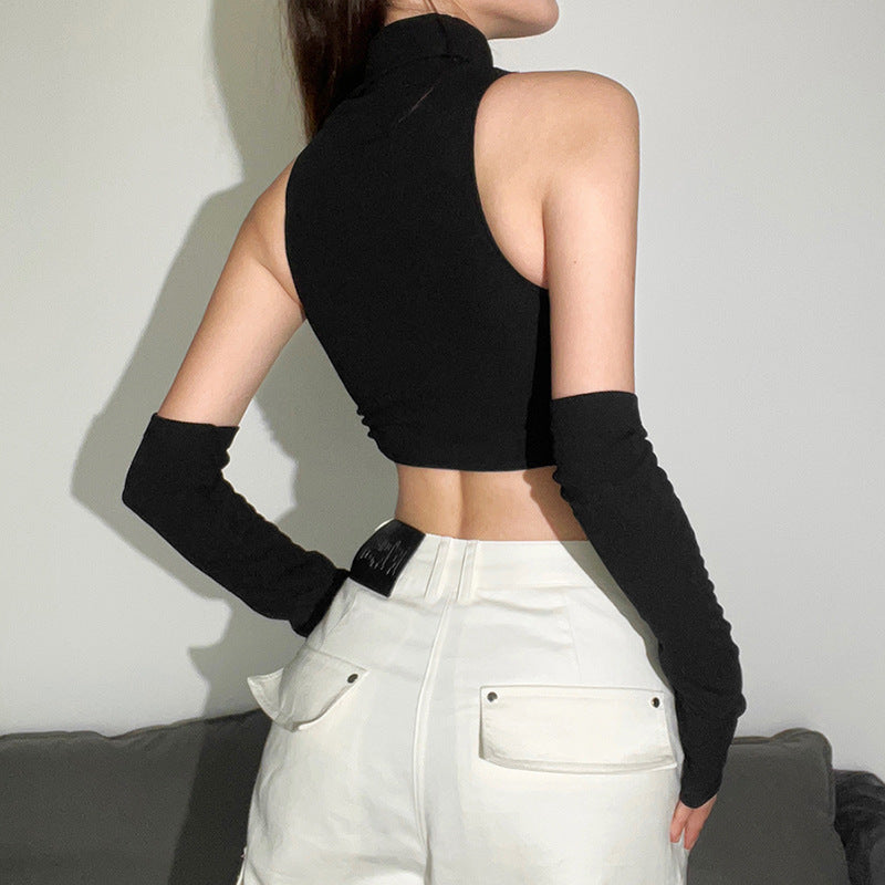 Femboy wear sweet sexy sleeveless crop top with gloves set femboy fashion