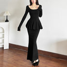 Femboy wear sweet slim long sleeve black dress for femboy