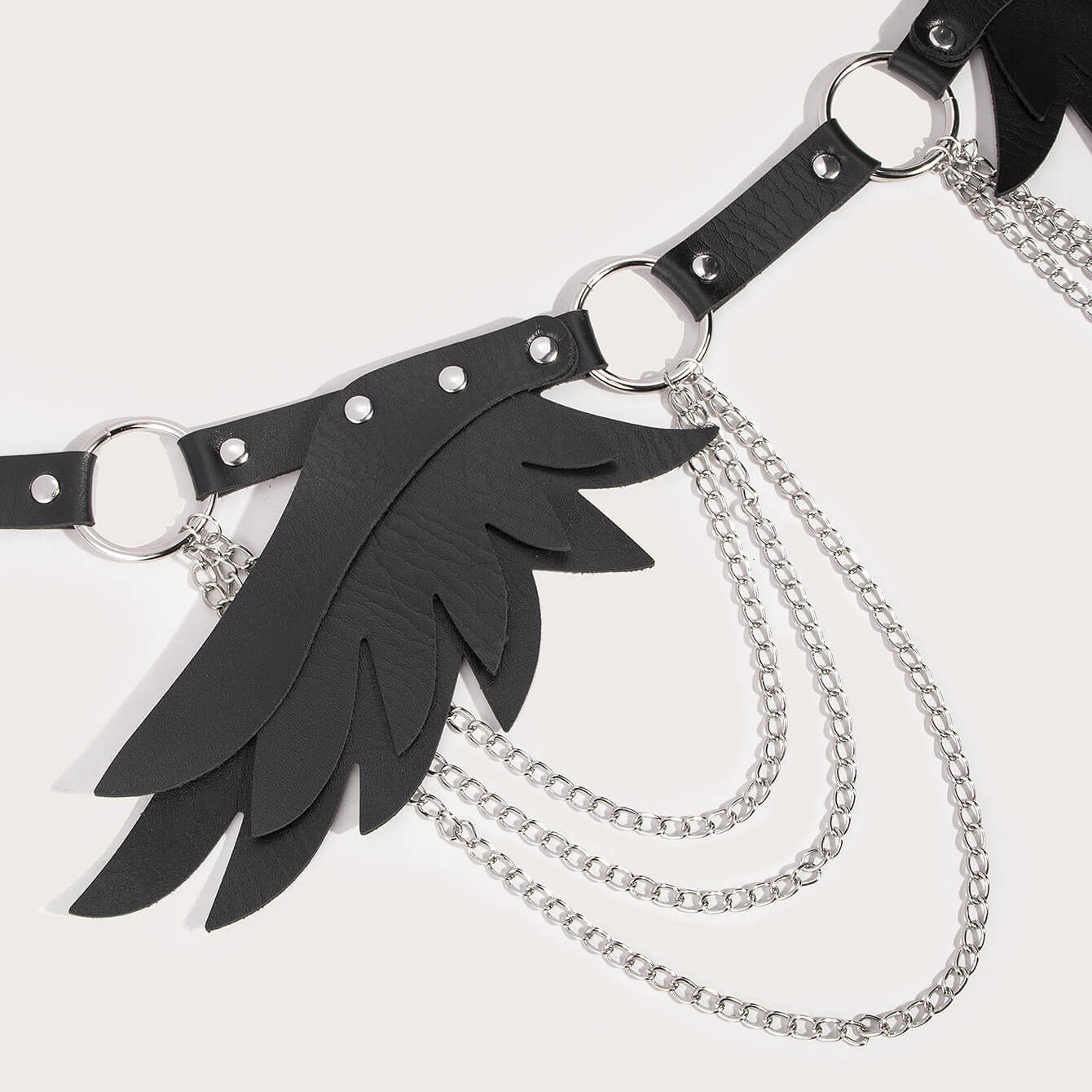 Femboy wear sweet wings leather belt harness with chain femboy fashion