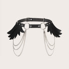 Femboy wear sweet wings leather belt harness with chain for femboy