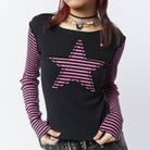 Femboy wear sweet y2k star striped long sleeve tee for femboy