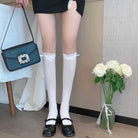 Femboy wear white kawaii lolita lace top socks