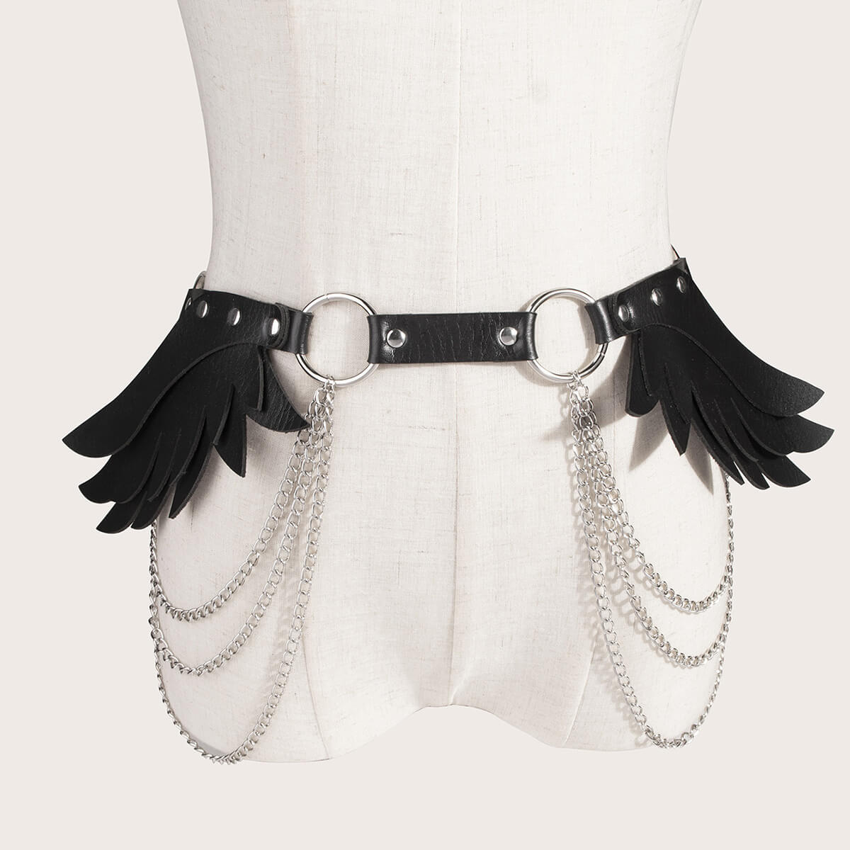 Femboy wear wings leather belt harness with chain femboy fashion