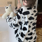 Femboy wear winter fleece cow print pajama set back