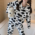 Femboy wear winter fleece cow print pajama set femboy fashion