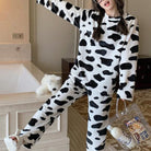 Femboy wear winter fleece cow print pajama set for femboy