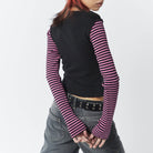 Femboy wear y2k star striped long sleeve tee back