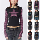 Femboy wear y2k star striped long sleeve tee front