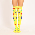 Femboy wear yellow colorful polka dot thigh high socks