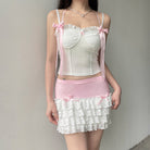 Femboy Wearpink Multi Layer White Lace Short Skirt