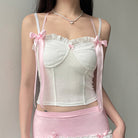 Femboy wearpink sweet multi layer white lace short skirt front