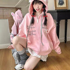 Femboy white cute pink hoodie with ears femboy fashion