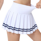 White femboy pleated workout skirt with stripes