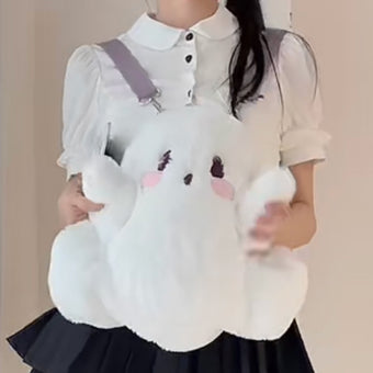 Cute White Ghost Femboy Backpack
