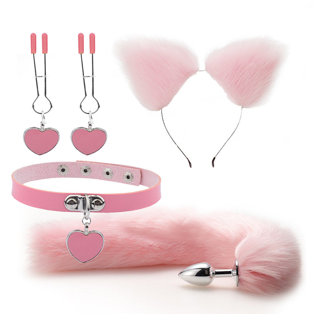 Fox Ears And Tail Butt Plug 4 Piece Set - Pink - Femboy Fashion