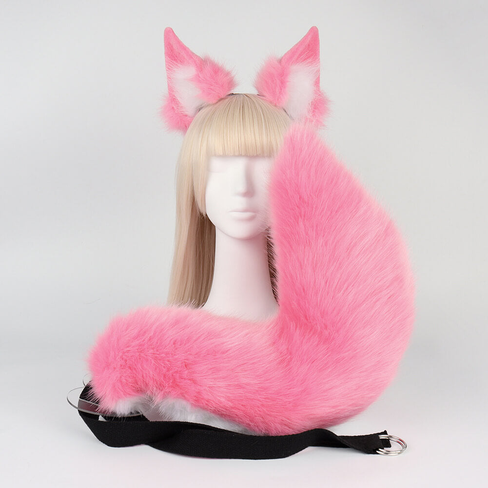 Pink Fox Ears And Tail Set - Femboy Fashion