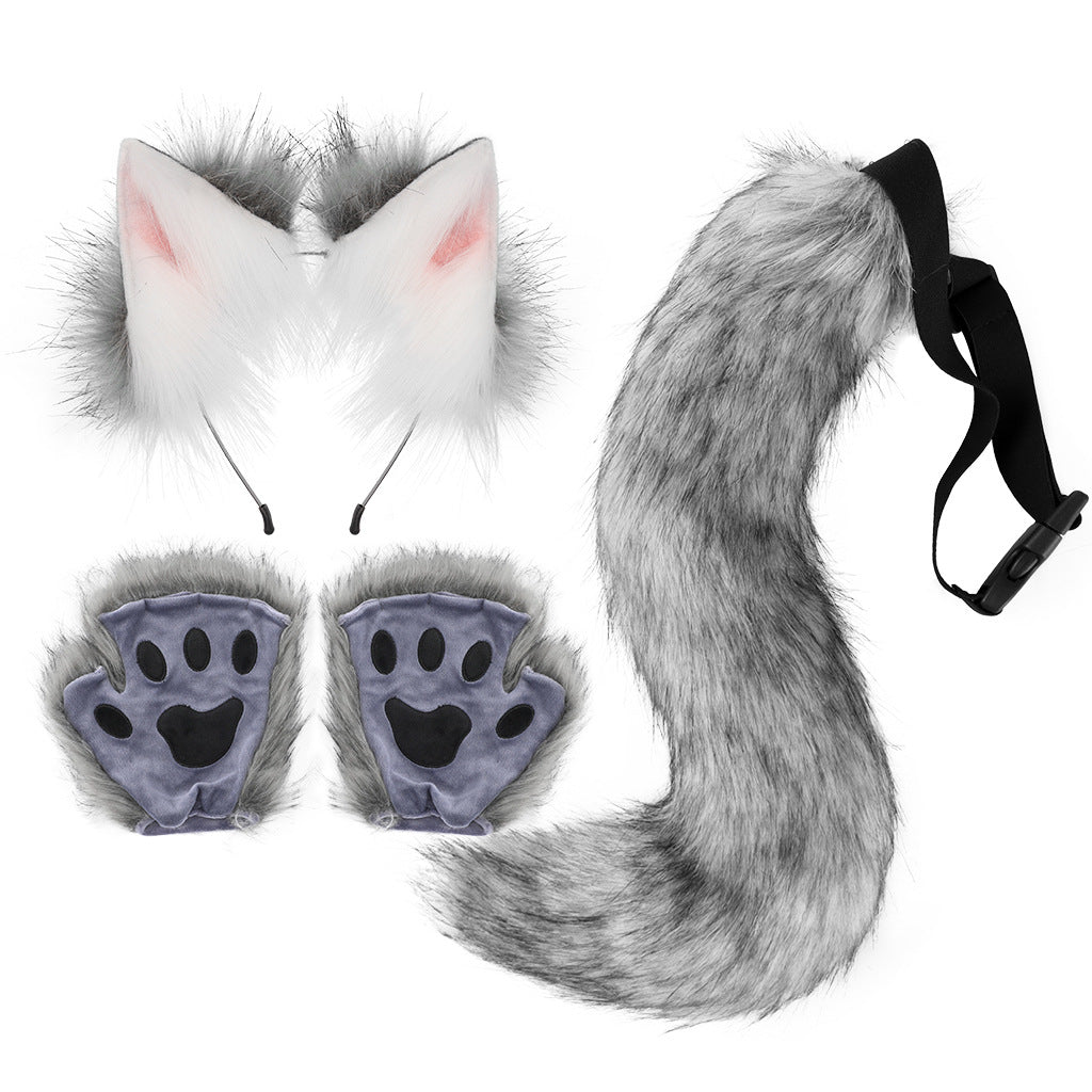 Fox Ears And Tail With Gloves Set - Femboy Fashion