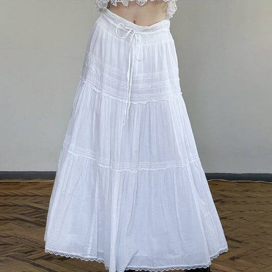 Cotton White Long Skirt - Femboy Fashion