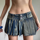 Dark Denim Pleated Skirt - Femboy Fashion