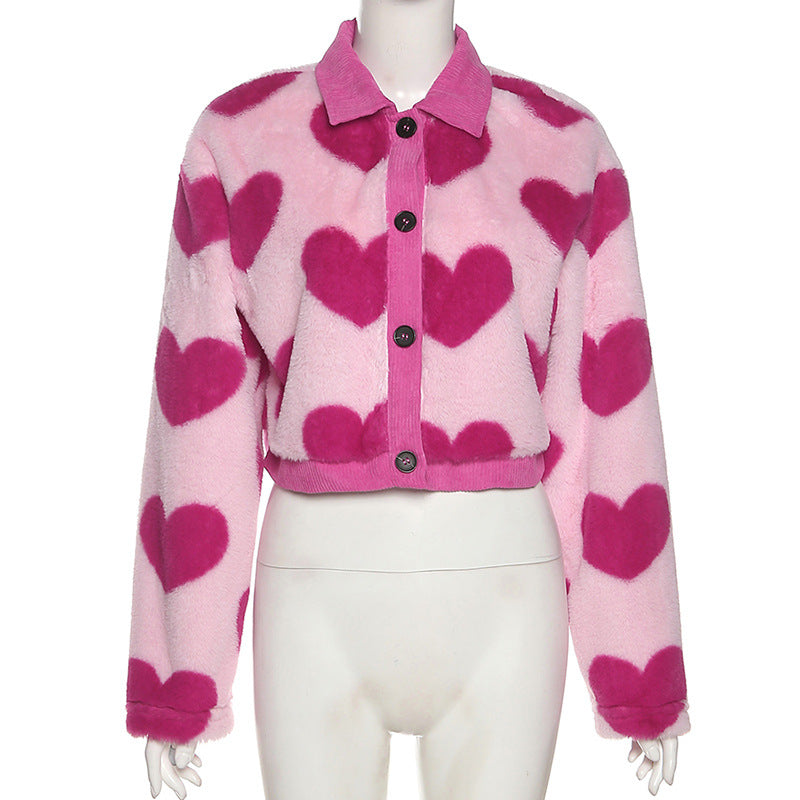 Front of Pink Heart Jacket - Femboy Fashion