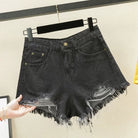 Gray Jean Ripped Shorts - Femboy Fashion