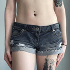 Low Waist Denim Jean Mini Shorts - Femboy Fashion