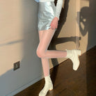 Femboy in Silver Mini Dress with Glitter Pantyhose - Femboy Fashion