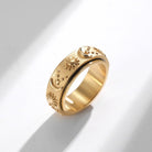 Gold sun moon star rotating stainless steel ring