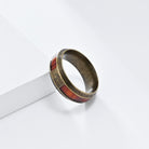 Gold tree of life viking rune wood grain stainless steel ring