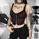 Goth femboy in black red sexy gothic camisole top