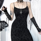 Gothic Black Cross Print Sleeveless Maxi Dress - Femboy Fashion