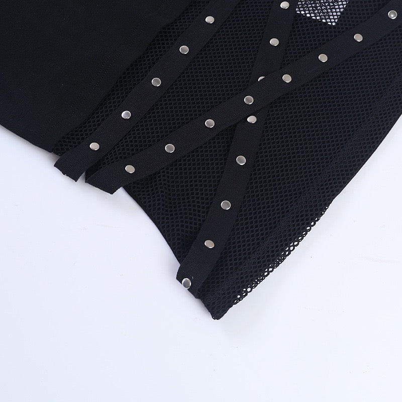 Gothic black sleeveless tank top details