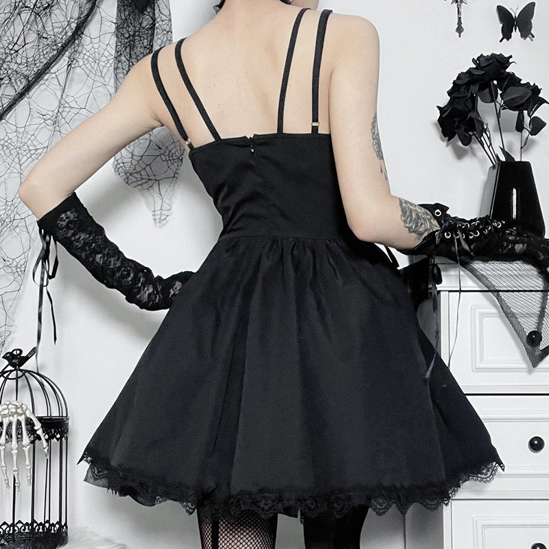 Gothic Black Sundress Back - Femboy Fashion