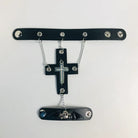 Black gothic cross skull ring chain bracelet