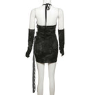 Gothic cutout halter dress with gloves back