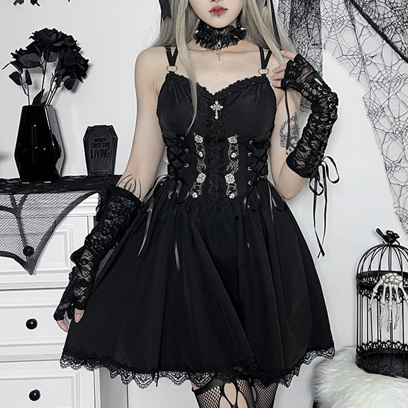Gothic Femboy in Gothic Black Sundress - Femboy Fashion