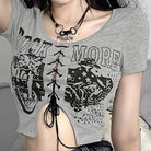 Gothic lace up crop tee