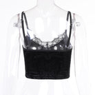 Black gothic velvet camisole crop top back