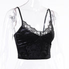Black gothic velvet camisole crop top