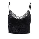 Black gothic velvet camisole crop top