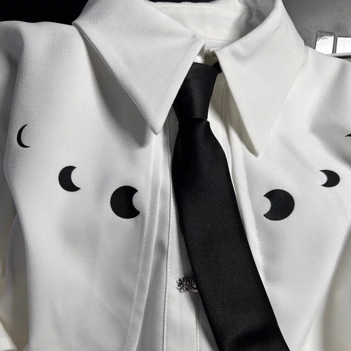 Gothic white shirt and skirt set top