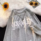 Gray fashion graphic round neckline sweatshirts
