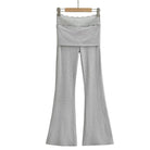 Femboy Lace Waist Cotton Yoga Flare Pant Gray - Femboy Fashion