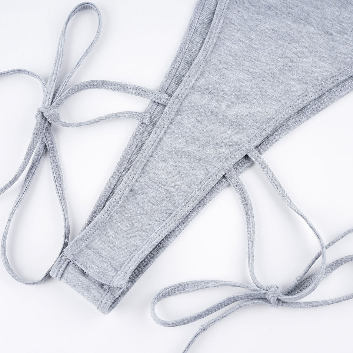 Gray High Cut Bodysuit Hoodie Bottom Detail - Femboy Fashion