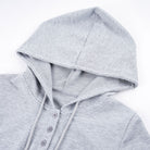 Gray High Cut Bodysuit Hoodie Detail - Femboy Fashion