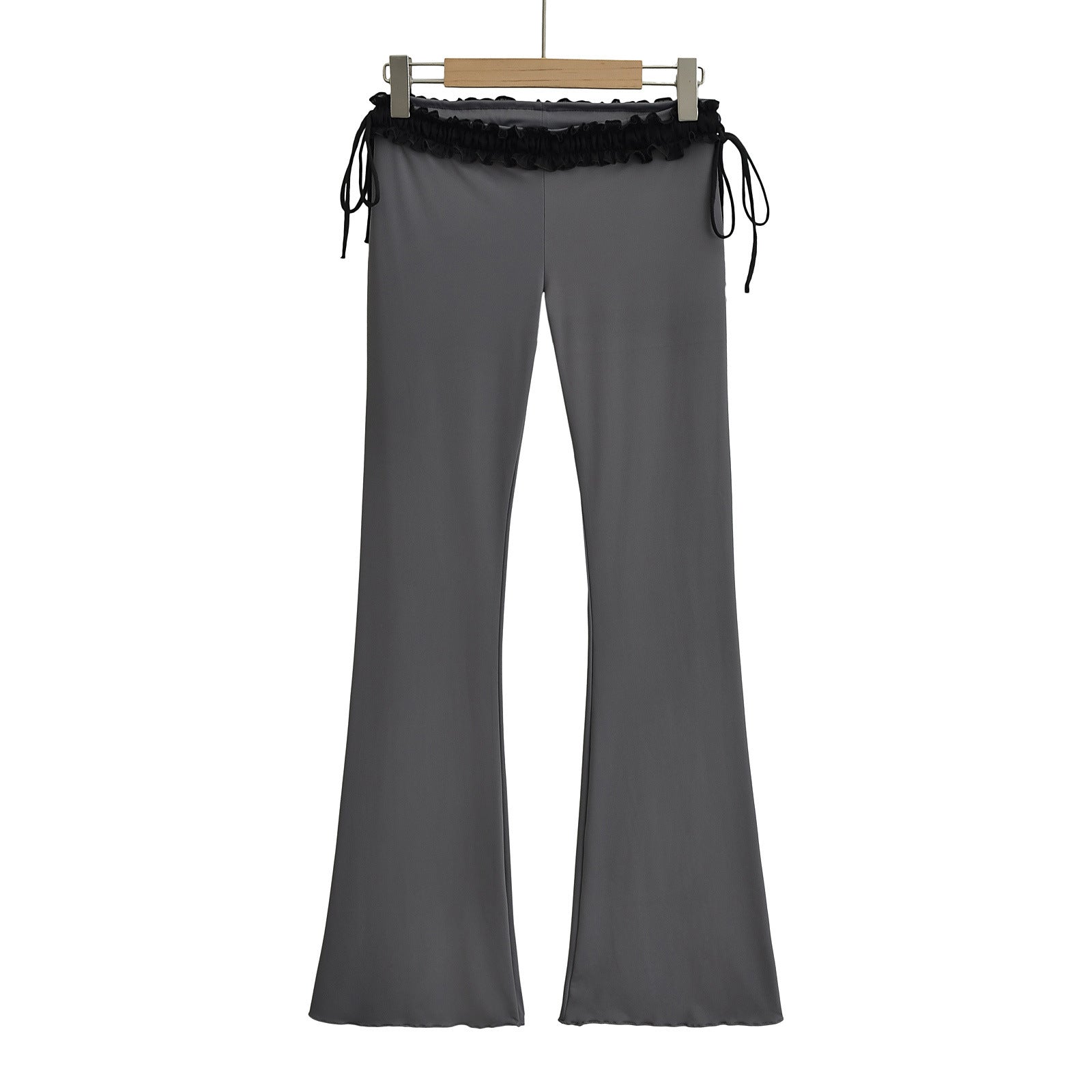 Ruffle Low Waisted Flare Pant Gray - Femboy Fashion