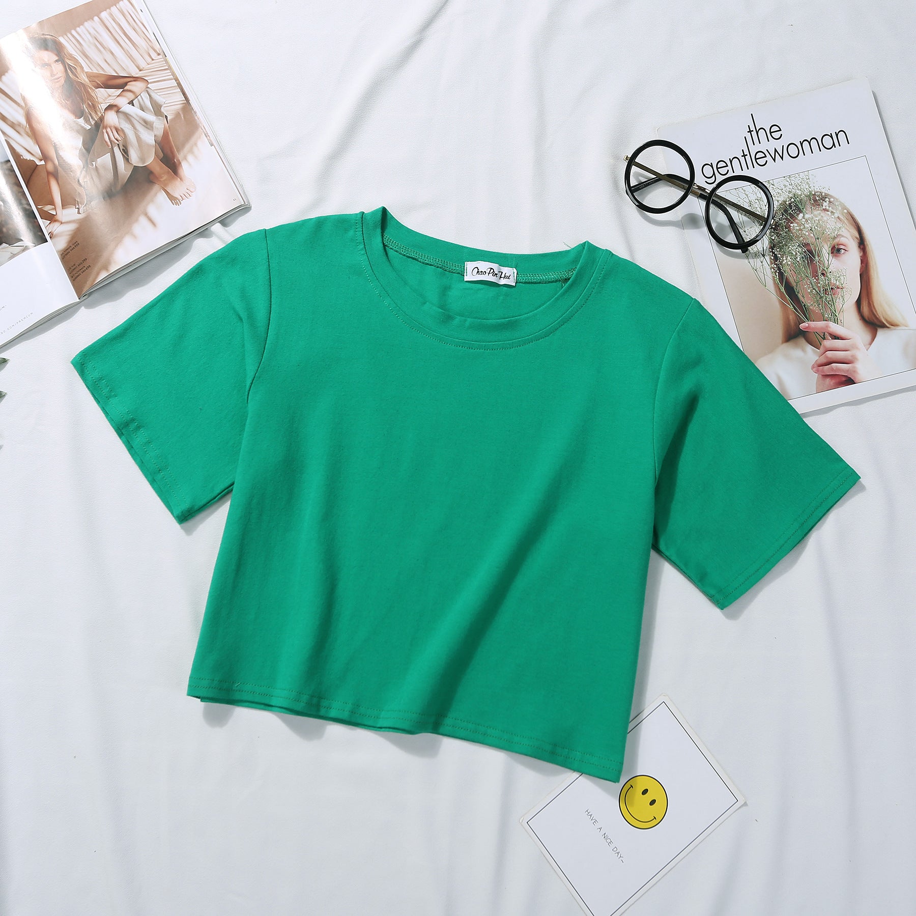 Femboy Green Solid Crop T-Shirt - Femboy Fashion