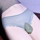 Light Blue Lace Backless Sissy Pouch Panty Front - Femboy Fashion